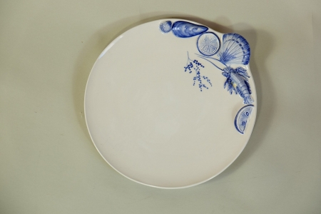 Blauw schelpdieren vis, gamba servies