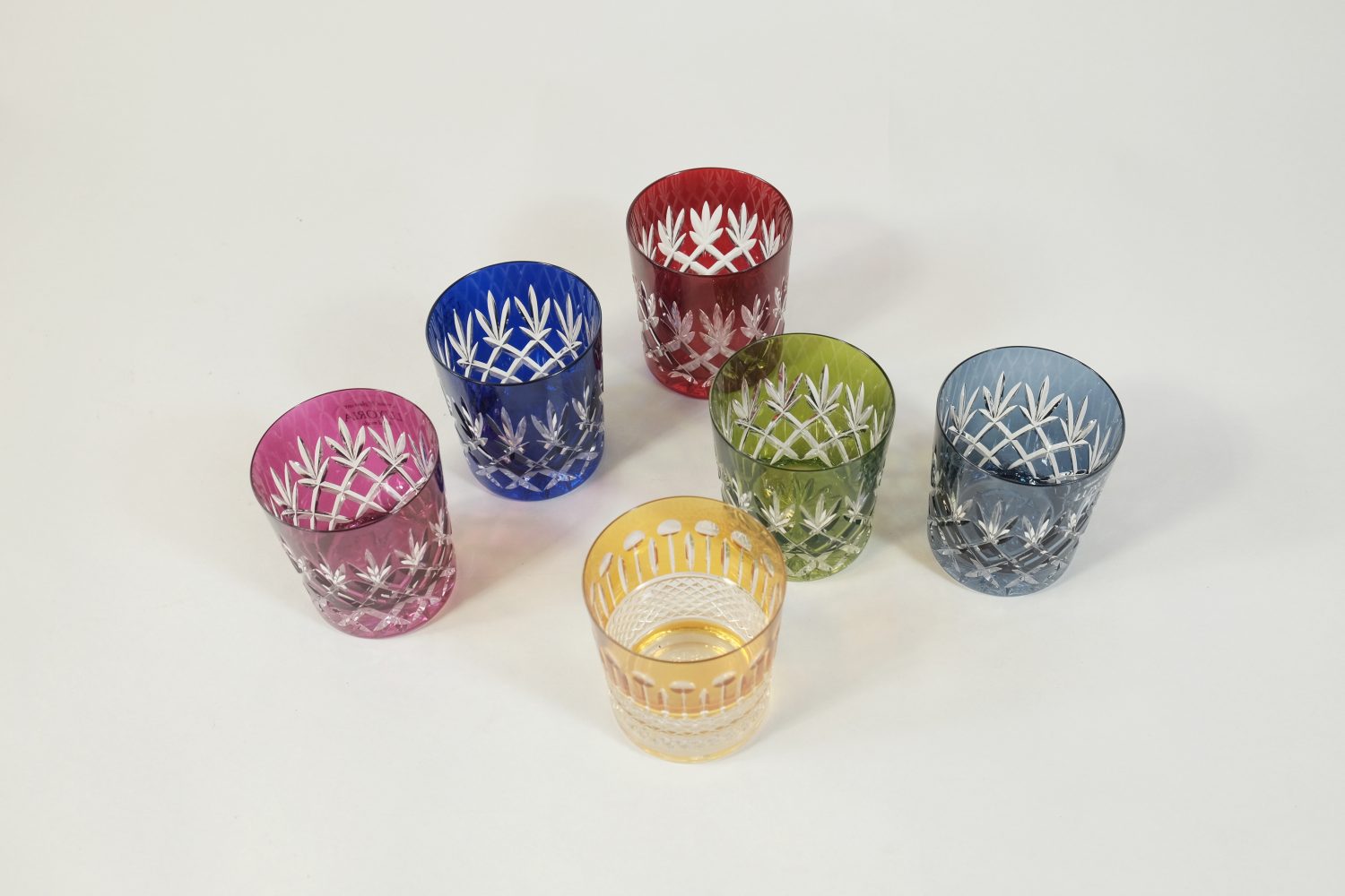 Excelsa Ginkgo Set met 6 steelglazen, gekleurd glas, inhoud 350 ml, handgemaakt
